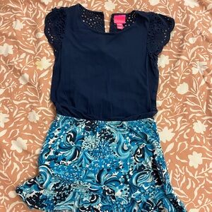 Girls Lilly Pulitzer Navy romper. 8-10
